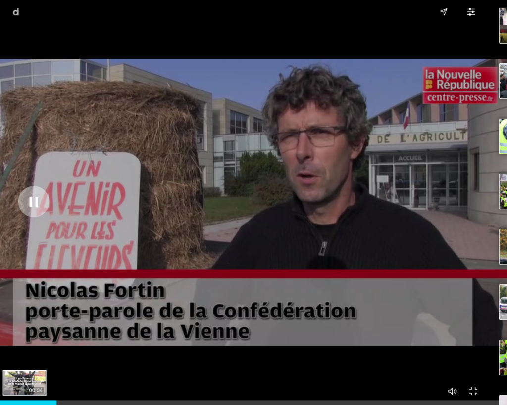 Les éleveurs de la Confédération paysanne ont manifesté devant la Chambre d’agriculture à Mignaloux-Beauvoir