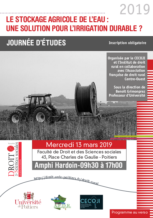 Journée d’études « stockage agricole de l’eau : une solution pour l’irrigation durable? »