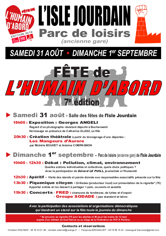 7° fête de l’Humain d’abord à l’Isle Jourdain les 31 août et 1er septembre