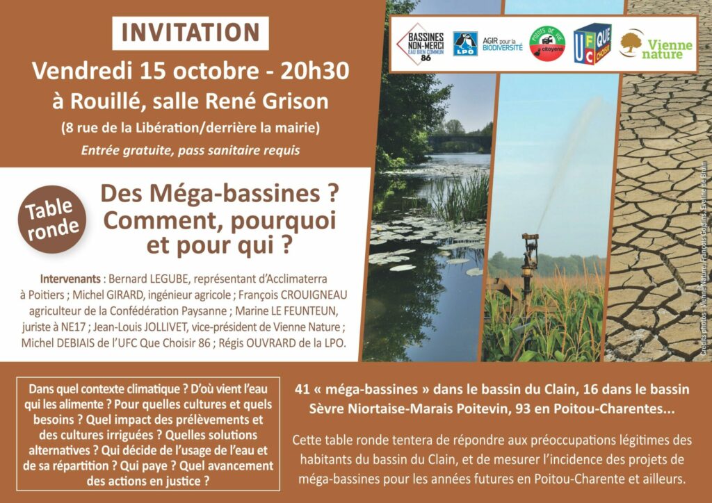 Table ronde “Des méga-bassines ? Comment, pourquoi et pour qui ?”