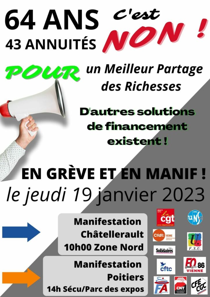 [tract unitaire]  le 19 janvier : 64 ans c’est non