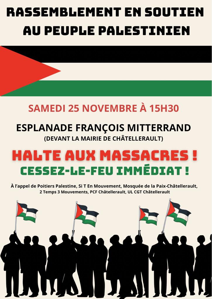 [tract] Palestine. Rassemblement en soutien du peuple palestinien à Châtellerault