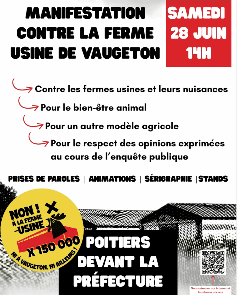 Le 28 juin : NON à la ferme-usine de poules pondeuses de Vaugeton !