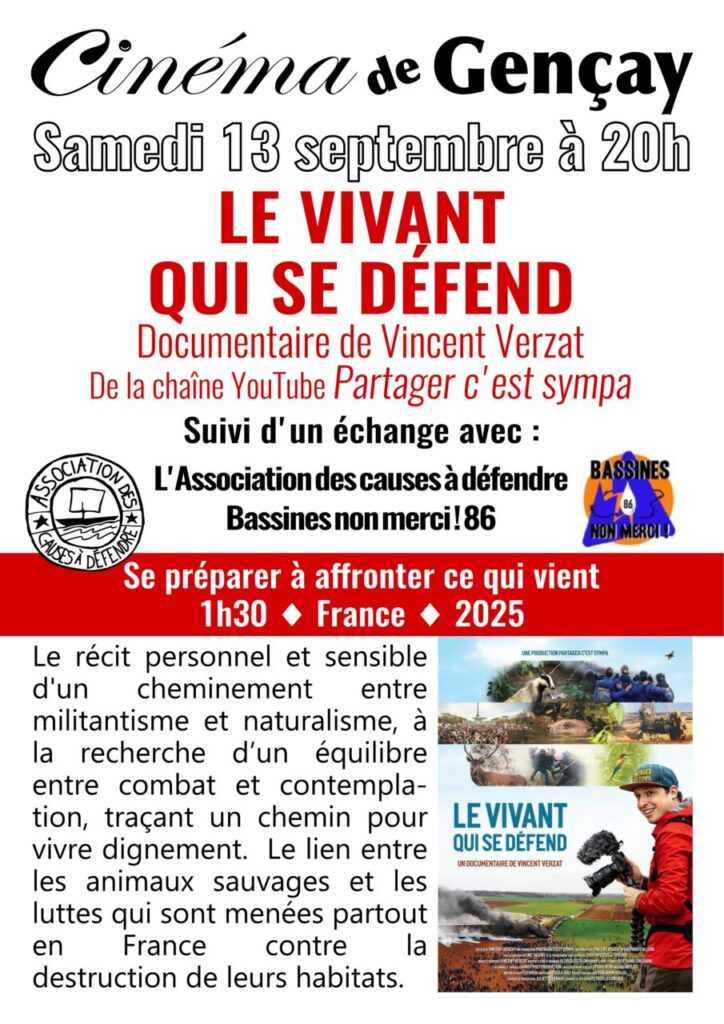 Le vivant qui se défend – Gencay – Samedi 13 septembre