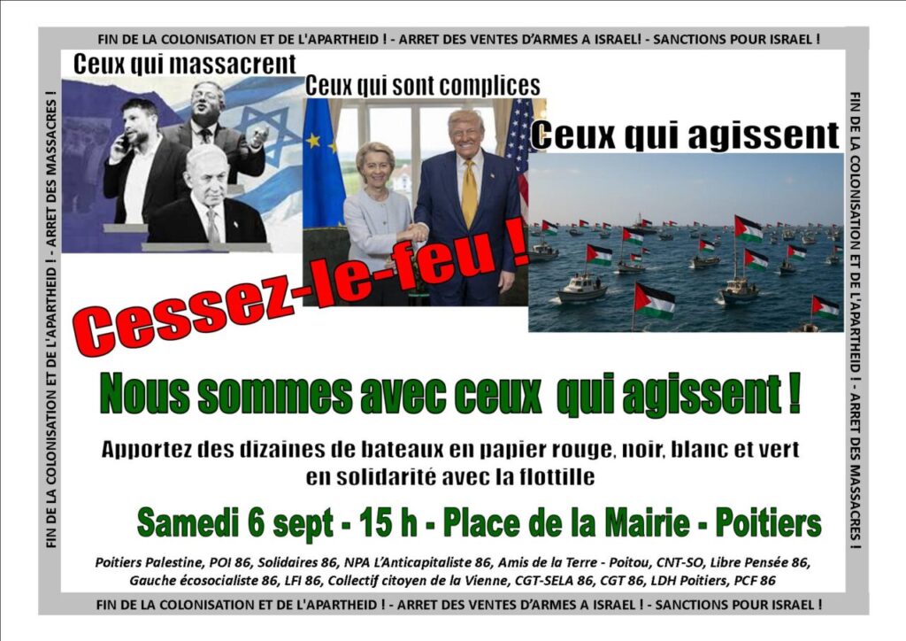 Palestine : appel à la mobilisation pour le 6 septembre