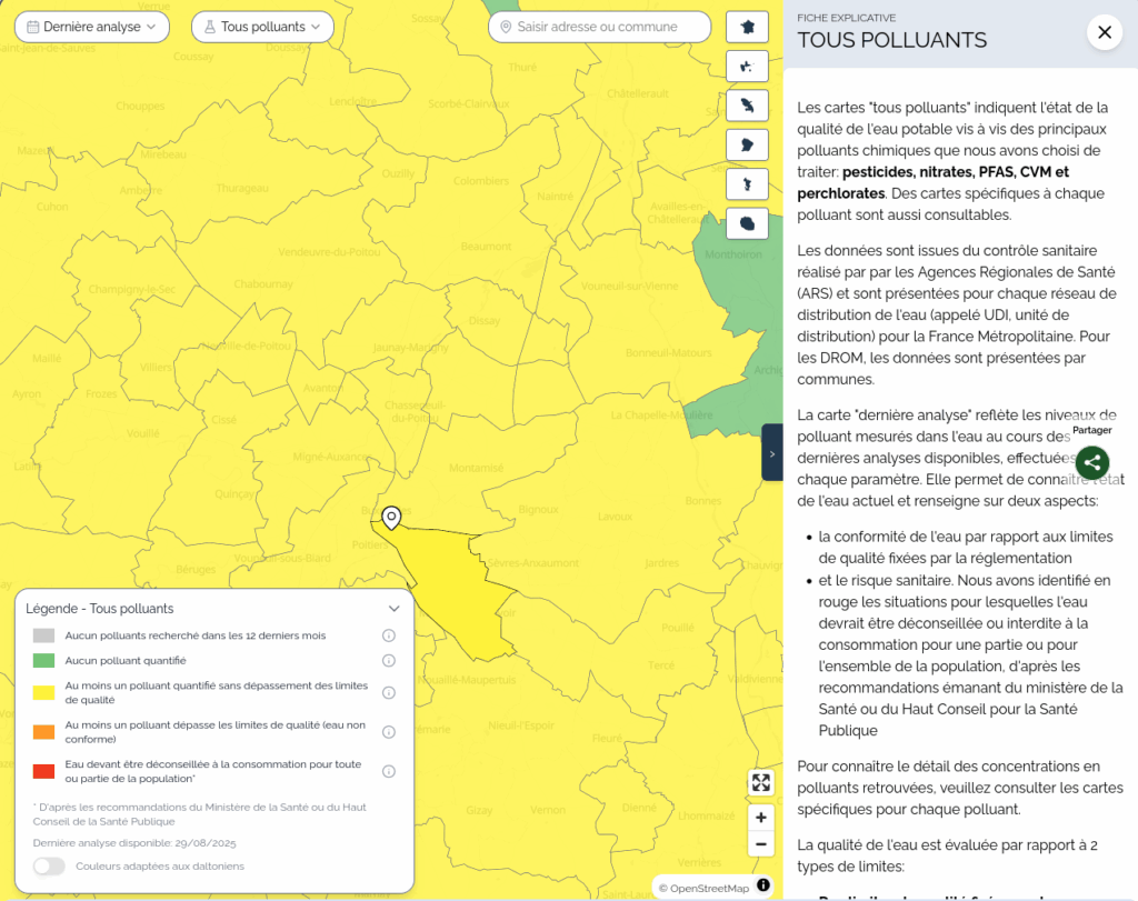 Des polluants chimiques dans votre eau du robinet ? Recherchez les chiffres sur votre commune grâce à une carte interactive