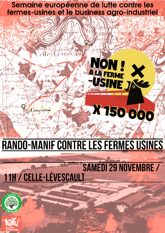 Rando-manif contre les fermes-usines à Celle-Lévescault le 29 novembre