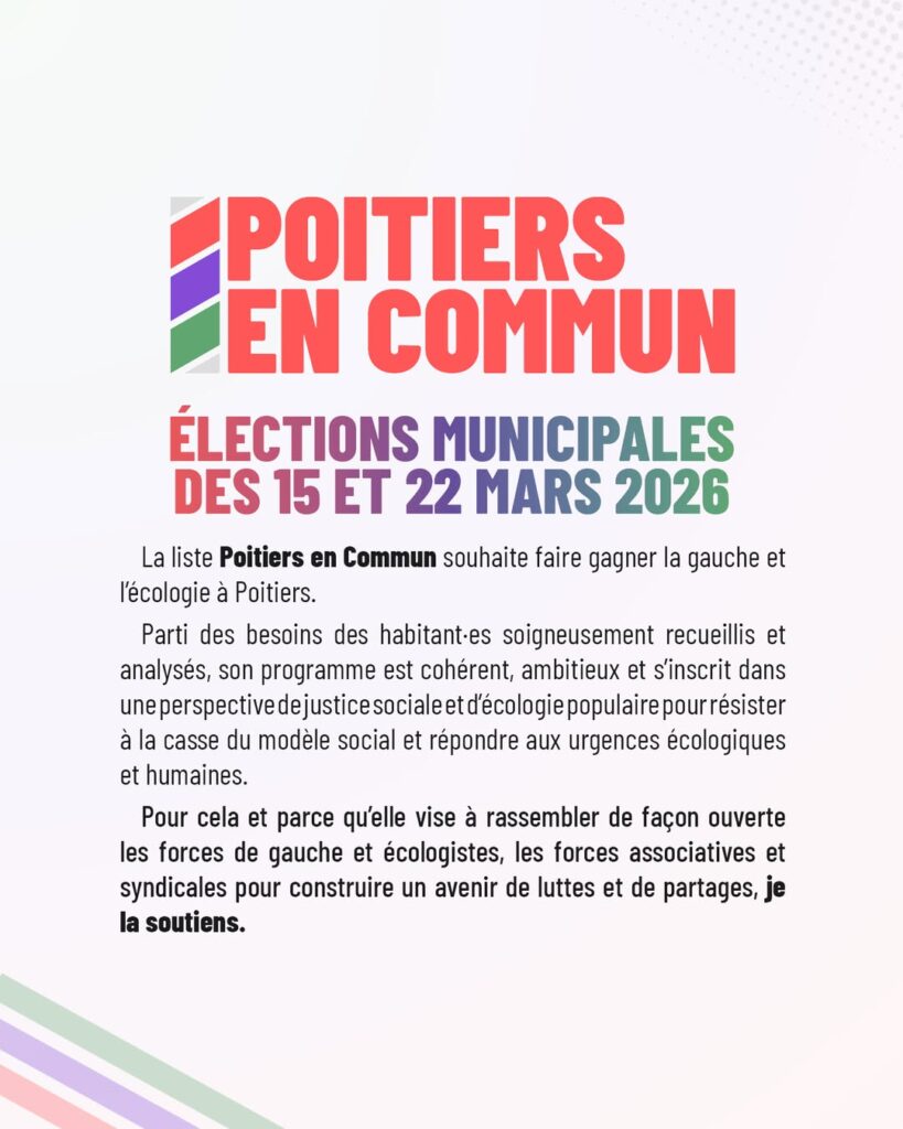 La liste des soutiens de « Poitiers en commun »